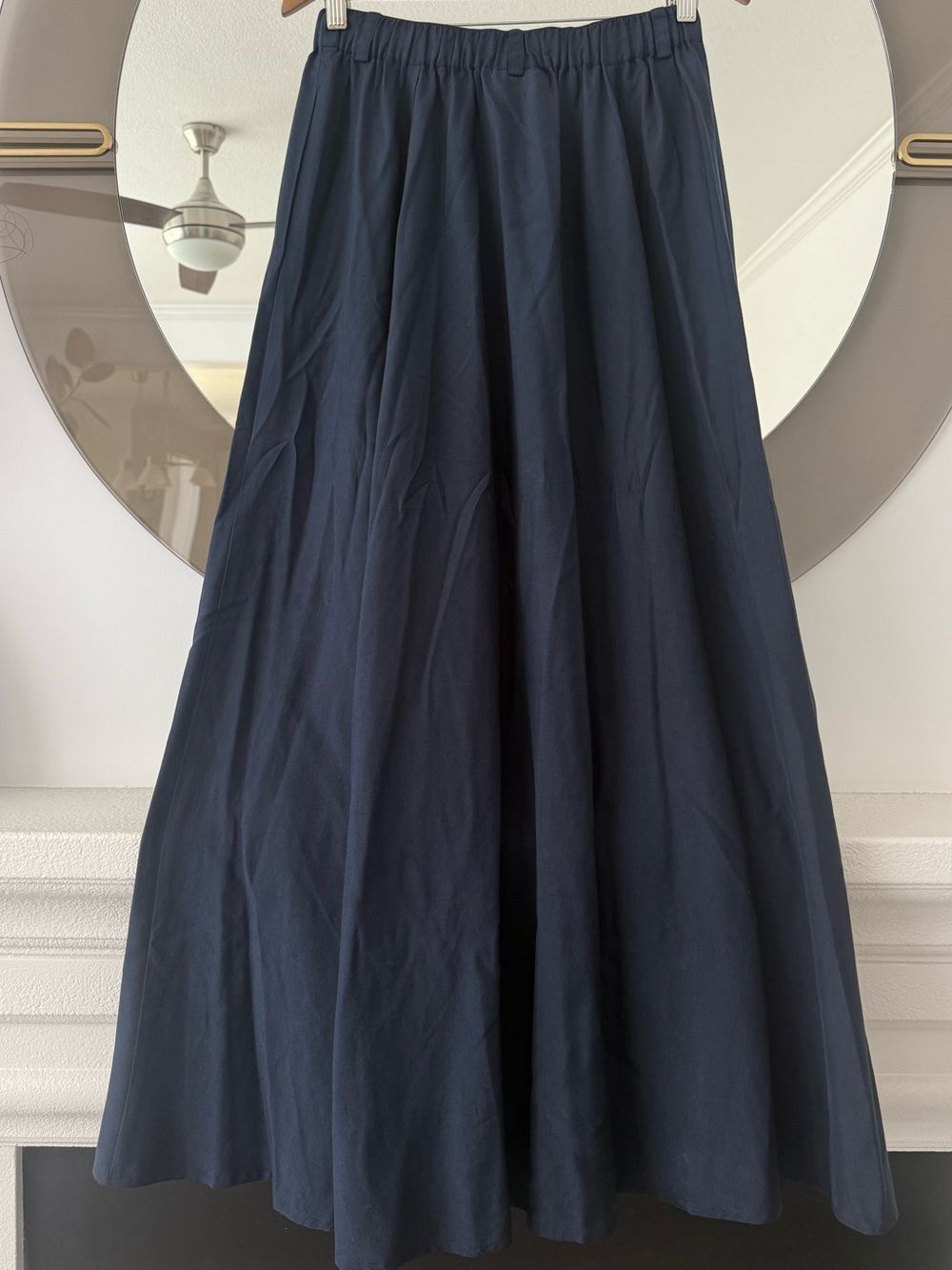 Go Silk Skirt Womens Blue A Line Pleated Maxi Skirt
